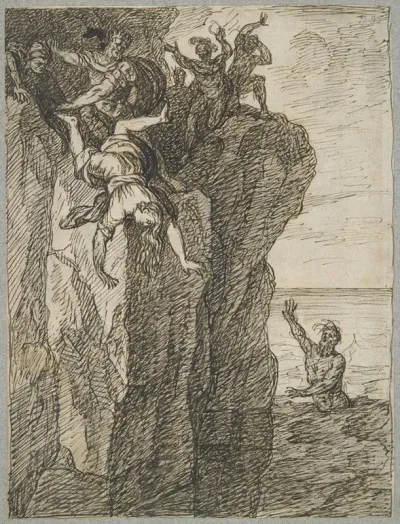 Perimele Thrown Off A Cliff By Her Father Hippodamas