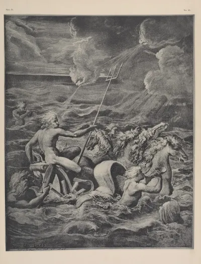 Perino Del Vaga Drawing Of Neptune In His Chariot