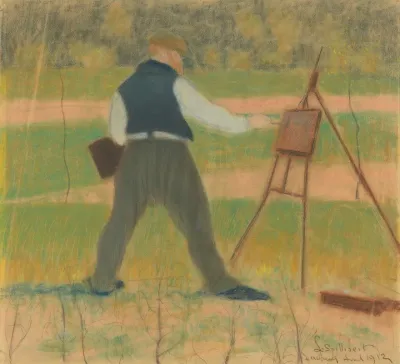 Permeke Schilderend Te Sint Martens Latem In April 1912