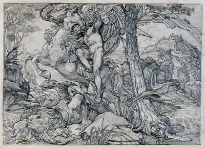 Perseus Riding Pegasus Killing The Dragon