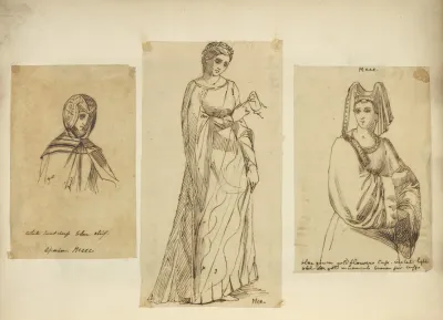 Person In Headdress Upper Body View Spain Mcccc Woman In Long Dress And Tiara