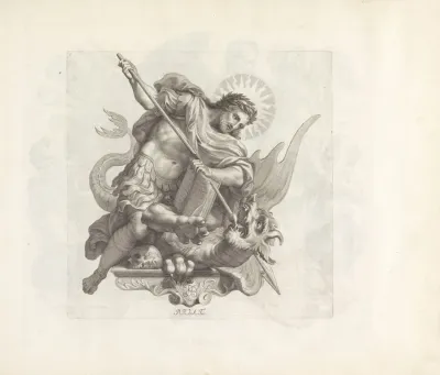 Personificaties Van Het Deugdelijk Bestaan Christus Verslaat Het Kwaad