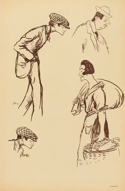 Personnage Non Identifie Dessine Deux Fois Maurice De Rotschild Labbe Mugnier
