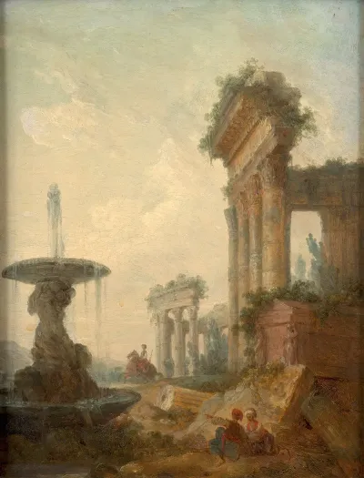 Personnages Orientaux Dans Des Ruines Antiques
