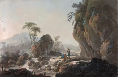 Personnages Se Reposant Dans Des Paysages De Cascade