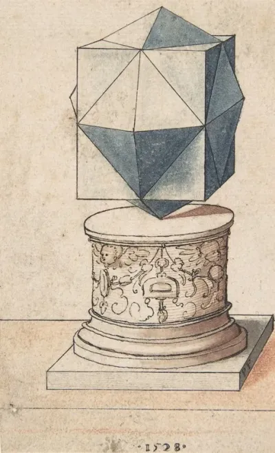 Perspectival Drawing Of A Column Base With Geometrical Form