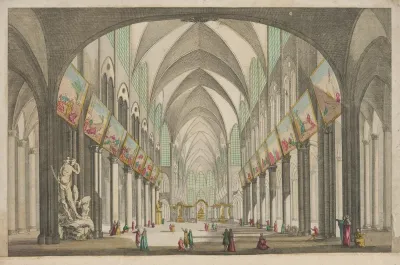 Perspective View Of The Interior Of Notre Dame Cathedral In Paris