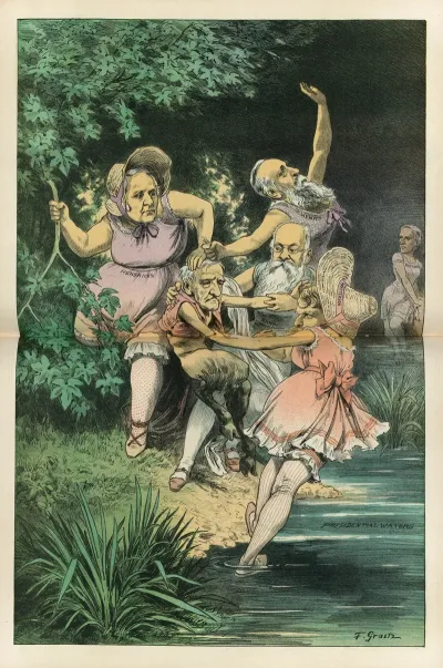 Persuasive Nymphs Trying To Lure The Coy Faun Into The Presidential Waters