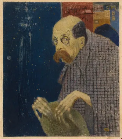 Peter Altenberg Vor Einer Plakatwand Karikatur