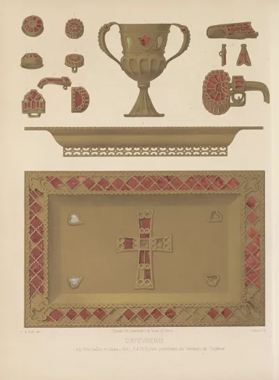 Petit Calice Et Plateau Dor 4 A 13 Bijoux Provonant Du Tombeau De Childeric