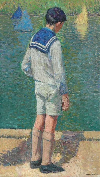 Petit Garcon Au Bord Du Bassin Du Jardin Du Luxembourg A Paris