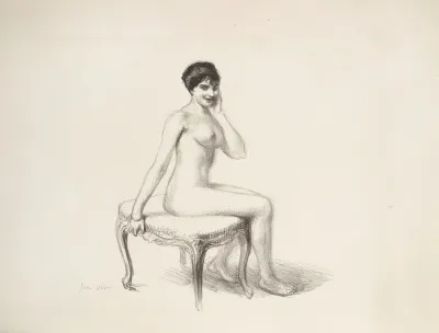 Petit Nu Assis Sur Un Tabouret