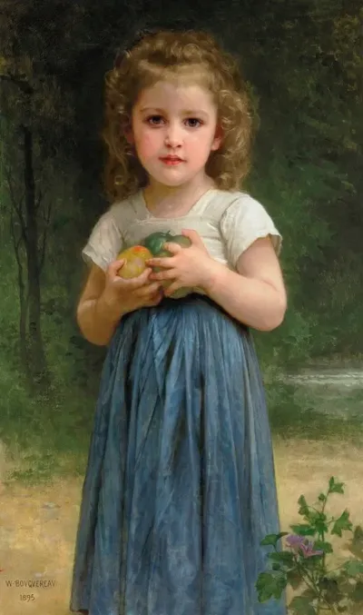 Petite Fille Tenant Des Pommes Dans Les Mains