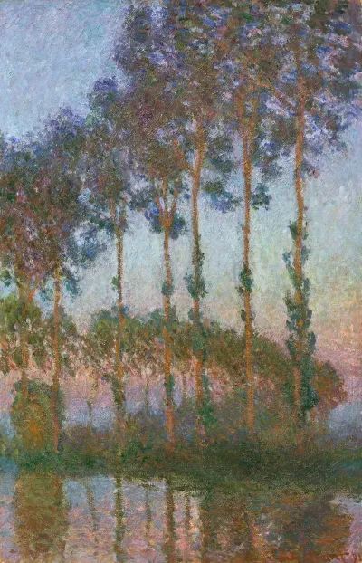 Peupliers Au Bord De Lepte Crepuscule