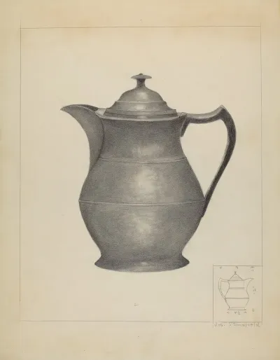 Pewter Covered Water Pitcher