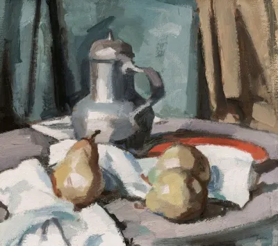 Pewter Jug And Pears