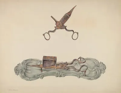 Pewter Tray And Snuffers