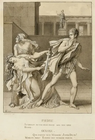 Phaedre Having Declared Her Passion Attempts To Kill Herself With The Sword Of Hippolytus