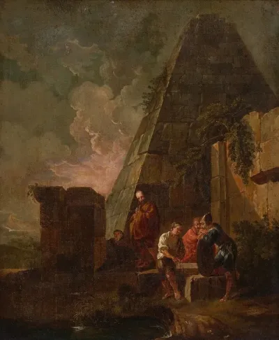 Philosphers And Soldiers Among Ancient Ruins Including The Pyramid Of Gaius Cestius