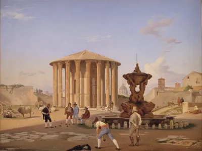 Piazza Della Bocca Della Verita With The So Called Vesta Temple In Rome