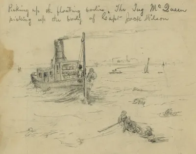 Picking Up The Floating Bodies The Tug Mcqueen Picking Up The Body Of Capt Jack Wilson