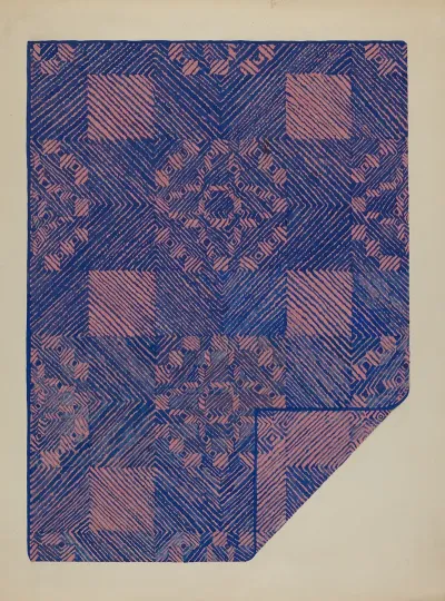 Piece Of A Coverlet Cobalt Blue Rose
