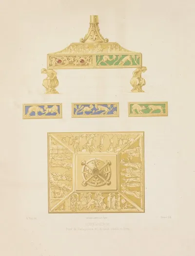 Pied De Reliquaire En Bronze Cisele Et Dore