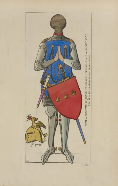 Pierre De Chantemelle Chevalier Francais Siegneur De Flavacourt 1352 Tombeau De Musee De Cluny Dessin Inedit