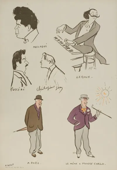 Pietro Mascagni Xavier Leroux Giacomo Puccini Feodor Chaliapine Enrico Caruso Et Autres Personnages