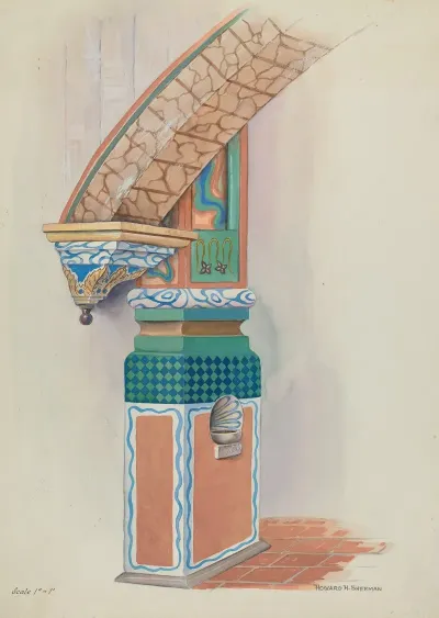 Pilaster With Holy Water Font Arch Below Choir Loft