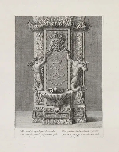 Pillar Decorated With Shells And Stones With A Marble Basin Shaped Like A Cockleshell 2