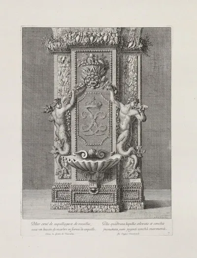 Pillar Decorated With Shells And Stones With A Marble Basin Shaped Like A Cockleshell 3