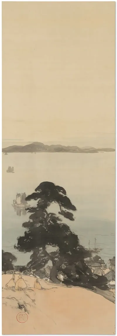 Pine Trees And Sea Port