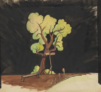 Pinocchio Exterior Scene With Crossroads Sign