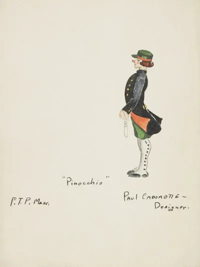 Pinocchio Police Man Black Coat With Orange Lining And Gold Buttons