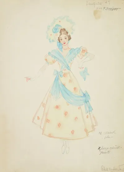 Pirates Of Penzance Daughter 7 Yellow Gown With Orange Print