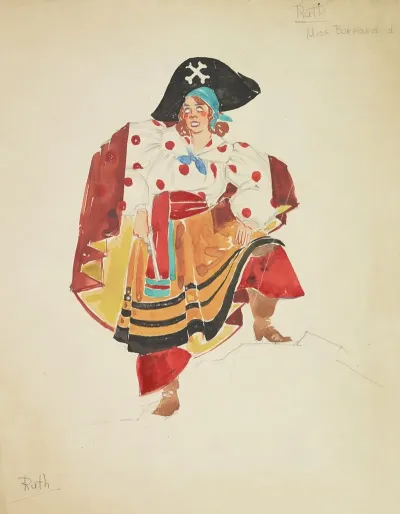 Pirates Of Penzance Ruth White Blouse With Red Dots Orange Skirt