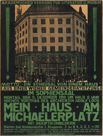 Plakat Fur Den Vortrag Mein Haus Am Michaelerplatz Von Adolf Loos Am 11 Dezember 1911