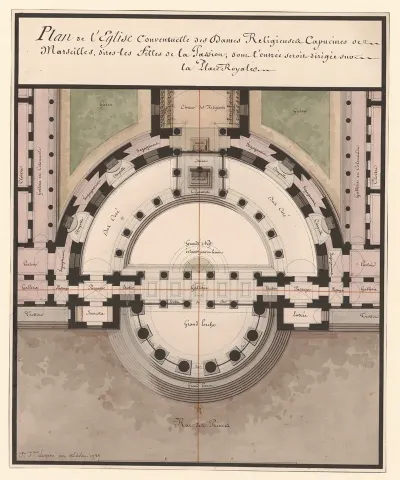 Plan De Leglise Conventuelle Des Dames Religieuses Capucines De Marseilles Dites Les Filles De La Passion