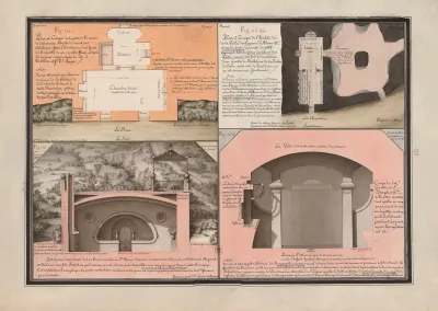 Plan Et Coupe De La Petite Maison De La Fameuse Sybille Du Desert Des Solitaires Faits A Limitation Dune Grotte De Nazareth