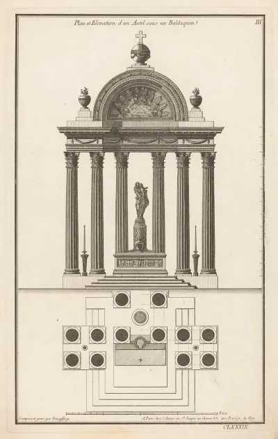 Plan Et Elevation Dun Autel Sous Un Baldaquin