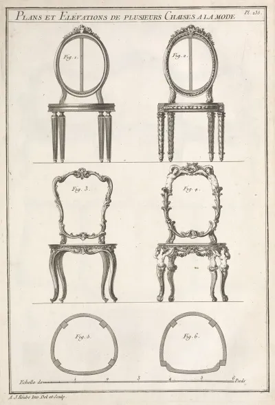 Plans Et Elevations De Plusieurs Chaises A La Mode