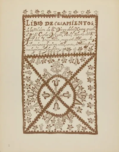Plate 1 Jemez Book Of Marriages From Portfolio Spanish Colonial Designs Of New Mexico