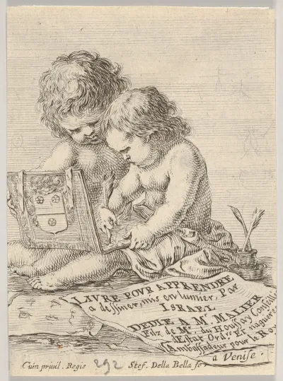 Plate 1 Two Children Sitting On The Ground The Child On The Right Drawing While The Child On The Left Holding The Album