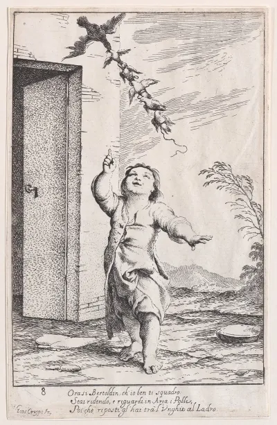Plate 13 Bertoldino With Birds Carried Off By A Kite