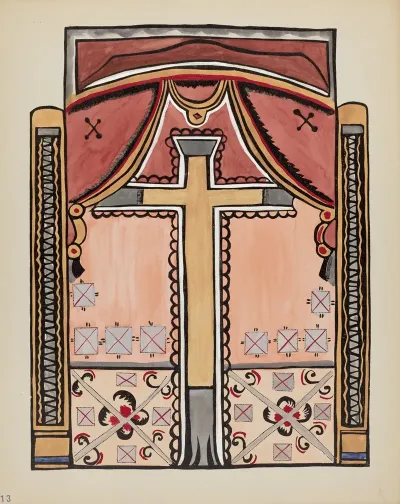 Plate 13 Design With Cross Chimayo From Portfolio Spanish Colonial Designs Of New Mexico