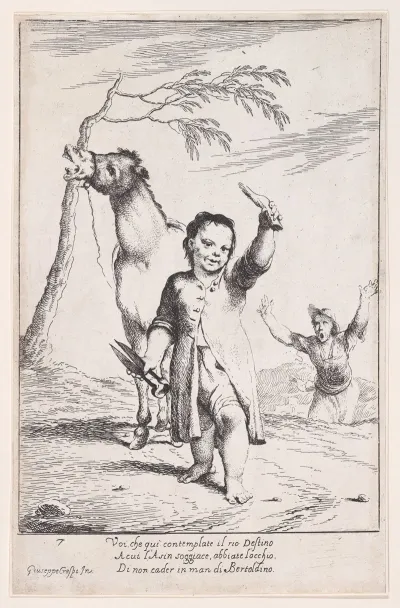 Plate 14 Bertoldino Cutting Off The Ears Of A Gardeners Donkey
