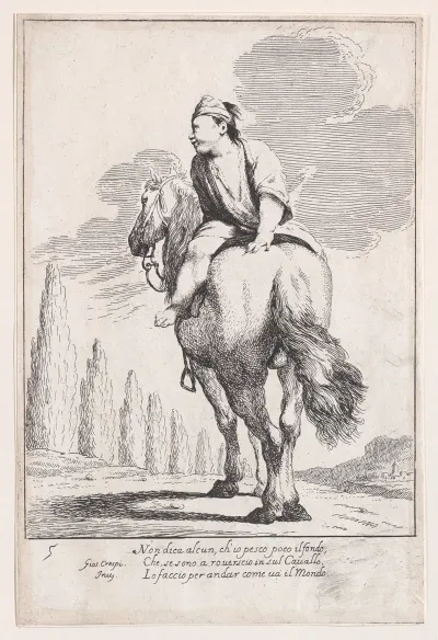 Plate 19 Cacasenno Riding A Horse Backwards