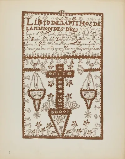 Plate 2 Jemez Book Of Baptisms From Portfolio Spanish Colonial Designs Of New Mexico 2
