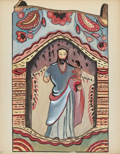 Plate 35 Saint Joseph In Wooden Niche From Portfolio Spanish Colonial Designs Of New Mexico